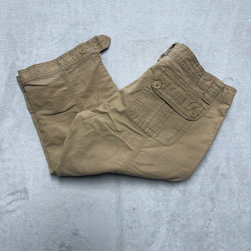 Aeropostale Tan Khaki Cargo‎ Capri Pants Womens 11/12 Cotton Cropped Utility Y2K